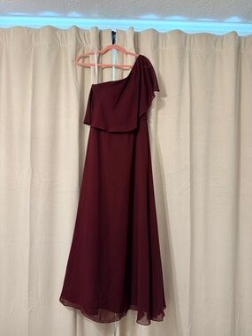 Azazie One-Shoulder Burgundy Maxi Dress